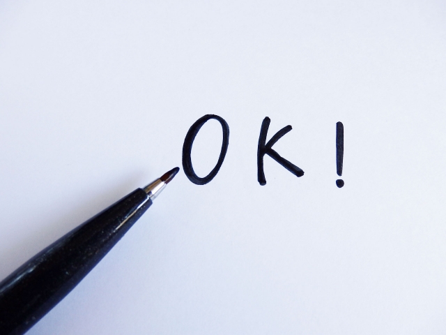 OK YES ペンで書く